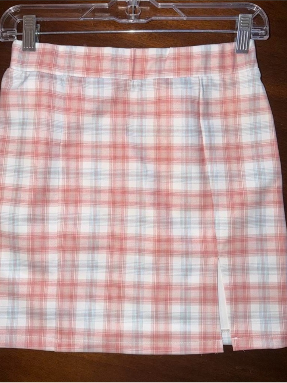 Plaid Pink Mini Skirt with Side Slit